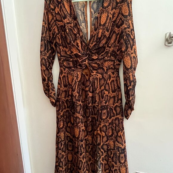Finders Keepers Sheer Snake Skin LS Midi Dress - Picture 2 of 9